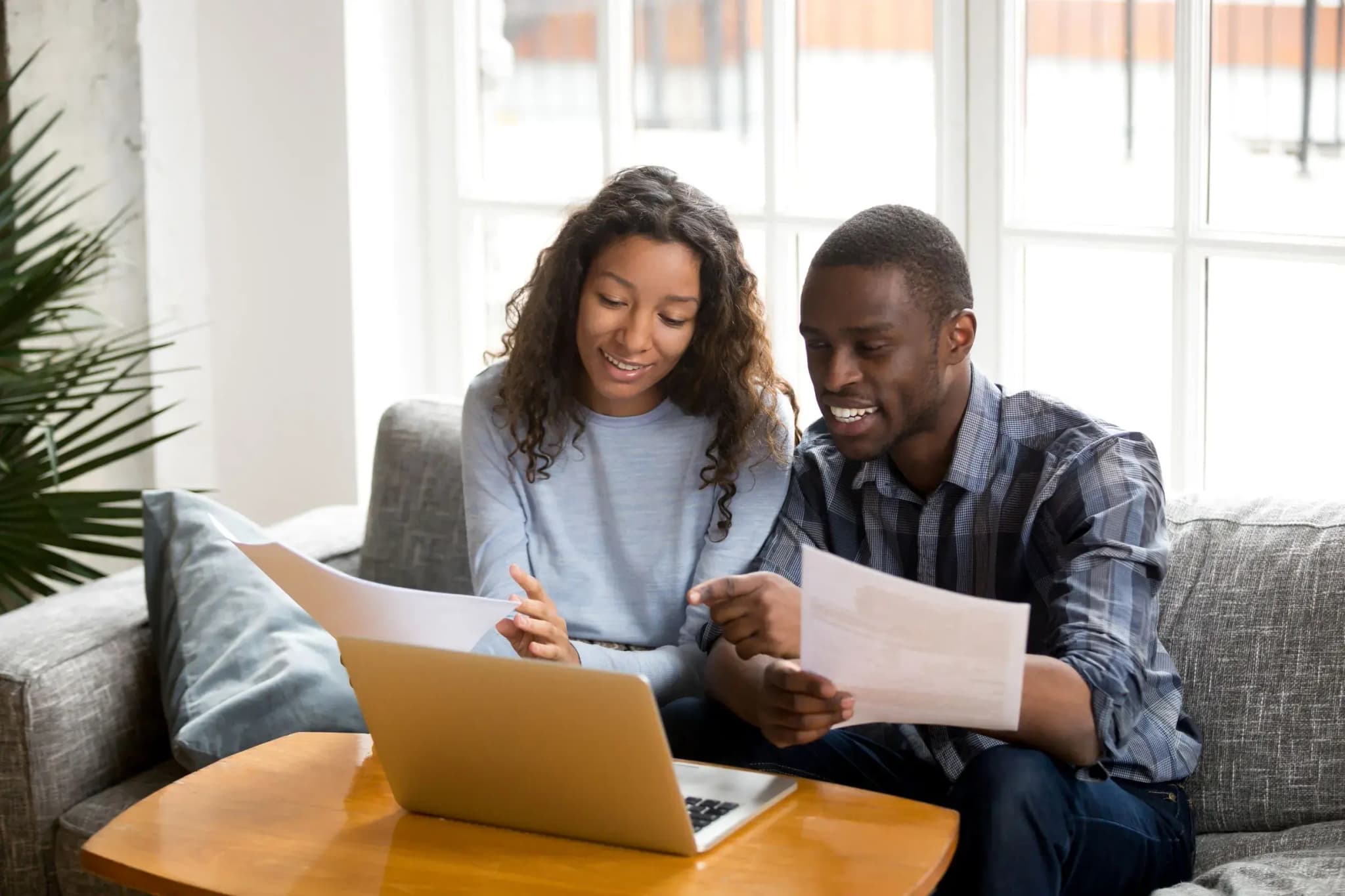 Couple reviewing bills together