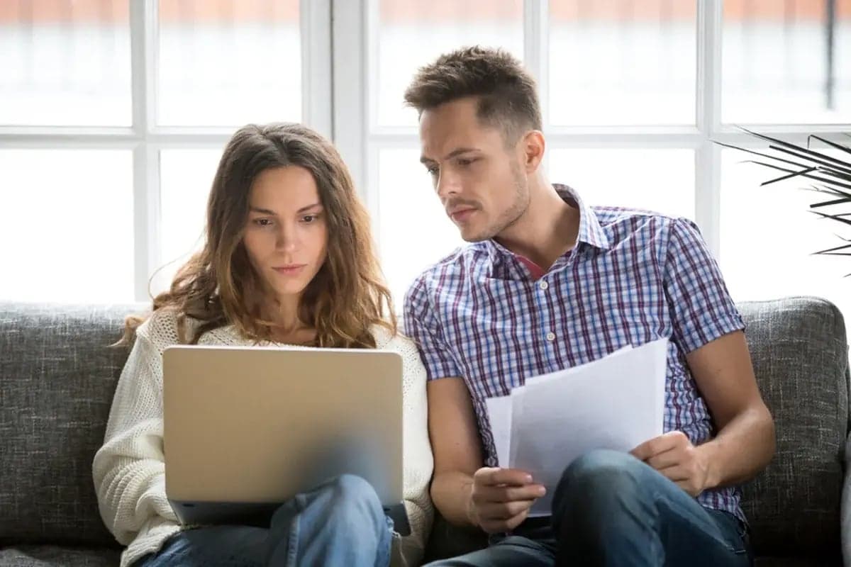 Couple reviewing bills together