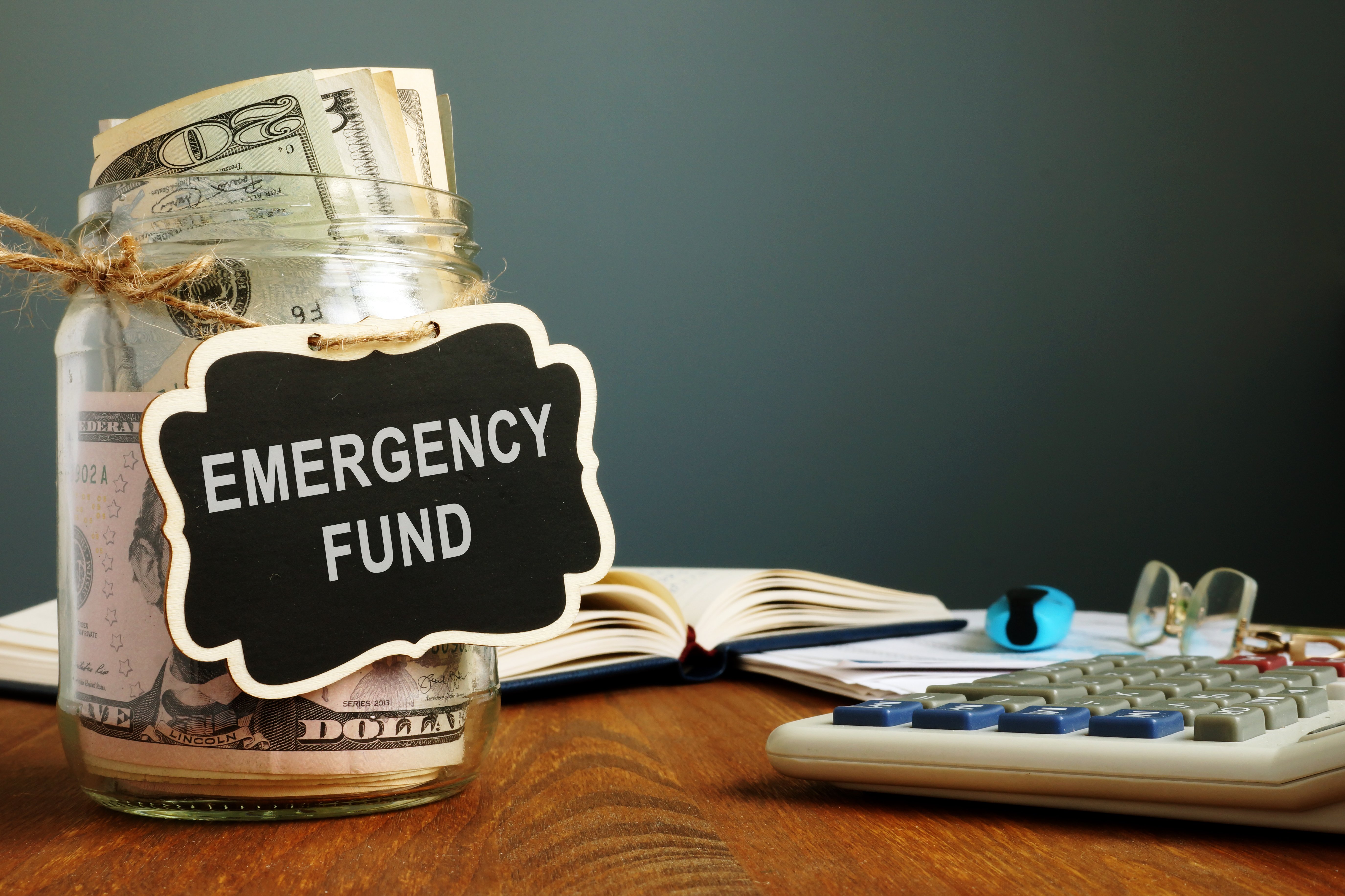 Mason Jar with Emergency Fund Money Inside